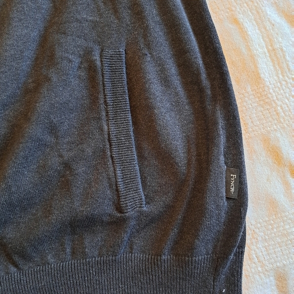 Fynch Hatton men's size X Large zip up sweater dark blue fine knit, full zipper - Picture 4 of 8